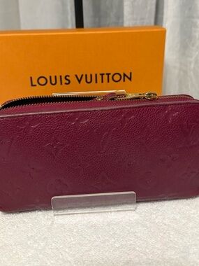 Louis Vuitton Monogram Empreinte Wine Zip Wallet